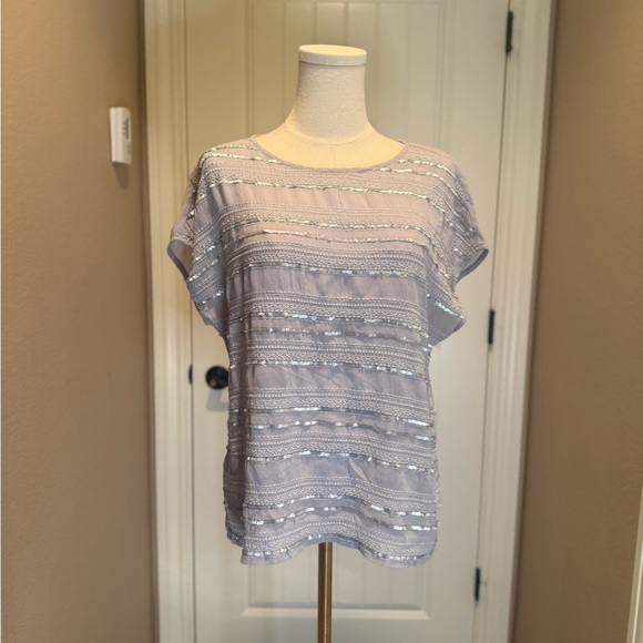 Chelsea28 Tops - Chelsea28 Light Gray Textured Blouse